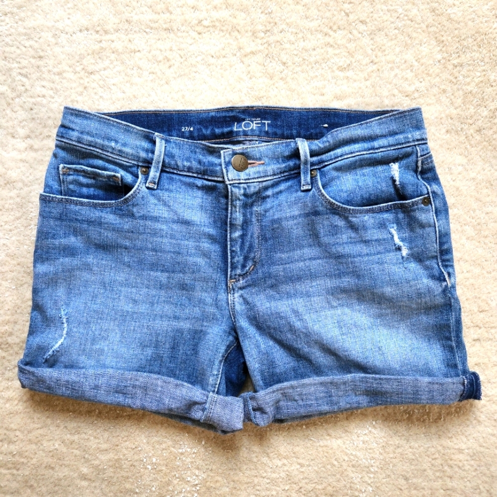 LOFT Distressed Denim Shorts